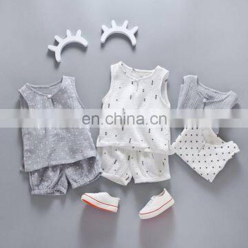 2018 Summer Baby Clothing Set Grey Star Printed Soft Linen Baby Girl Boy Outfits