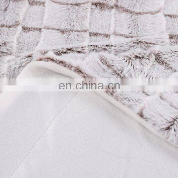 Luxury Warm Back Printed Cutting Brush pv Gray Faux Fur Winter Throw Blanket With White Micro Mink photo-3