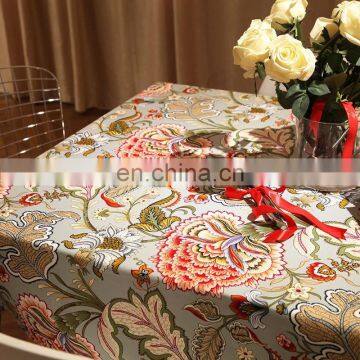 Wholesale Custom Floral Printed Cotton Table Cloth Designs Waterproof Table Cloth photo-7
