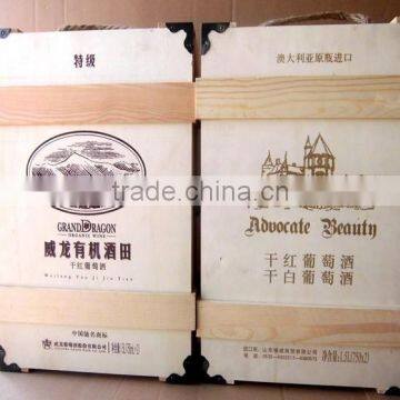 Customer logo and color OEM wooden wine box for 2 bottles