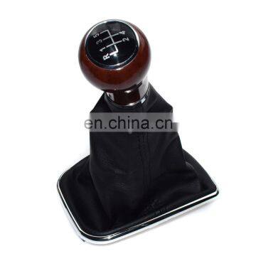 Wood Grain 5 Speed Gear Shift Knob Lever Shifter Gaitor Boot For VW Jetta 02-12