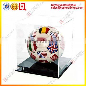 Clear acrylic Football display case with black floor