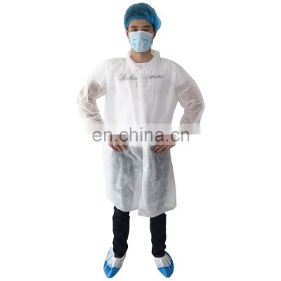 35gsm Polypropylene Visitor Coat Disposable White Lab Coat With Pocket