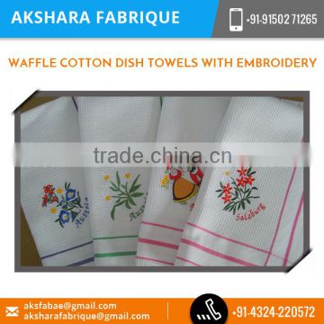 Exotic Design Waffle Cotton Dish Towels for Party and Outdoor