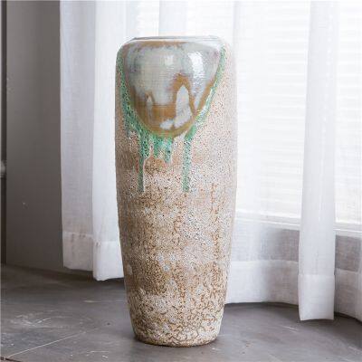 Jindezhen Countryside Style Hand Made Big Floor Ceramic Vase For Coffee Shop Meeting Room photo-3