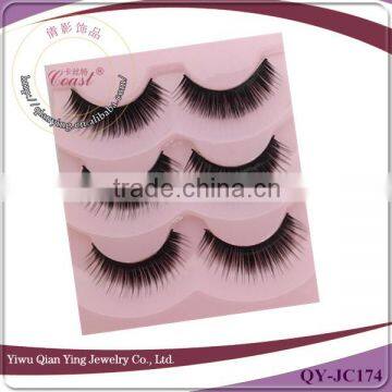 cheap long thick looking synthetic false eyelash three pair package