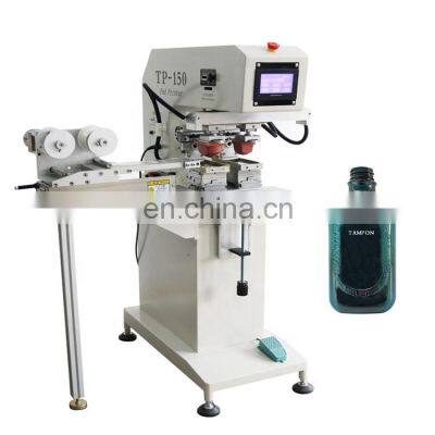 Semi auto 2 color glass bottle open ink well pad printer machine with pad clean system