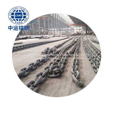 78mm Black Painted floating wind power platform  studless link anchor chain