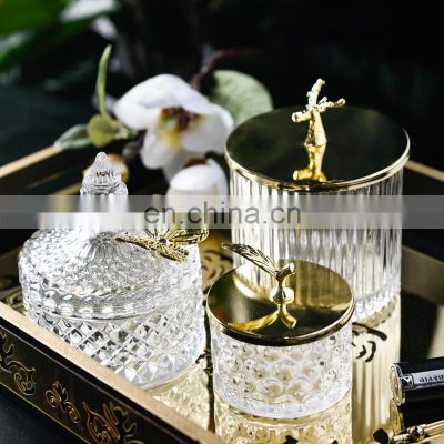 Glass Jar Gold Lid Wholesale Home Decor Small Clear Candy Cookie Luxury Empty Mason Storage Containers Bottle Glass Jar In Bulk