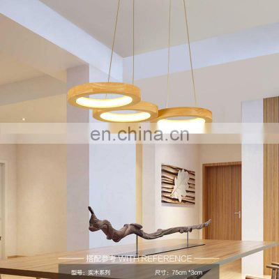 Simple LED Ceiling Hanging Lamp Creative Circle Shape Chandelier For Home Living Room Dinner Room Wood Pendant Light