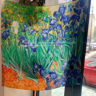 Silk scarf  Square women scarf flowers geometric patterns scave high quality70*70cm