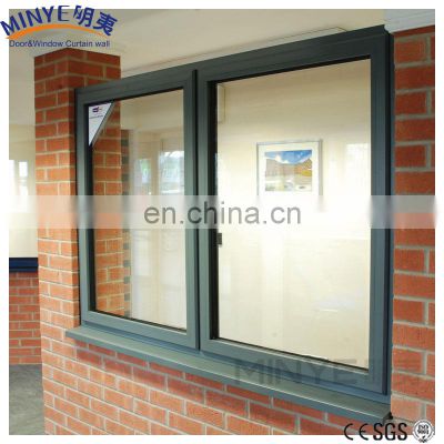 Handle-type aluminum casement window glass side hung windows