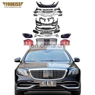 Auto Car Full Body Kit Change Maybach S450 Style For Benz S Class W222 Support 14-17 Old Facelift New Kits Grille Headlight Tips