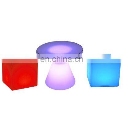 plastic cocktail table cube seating led glow bar furniture portable bar stool lounge chair