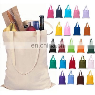 Wholesale Cheap Reusable Shopping Bags Large Plain White Black Blank Cotton Canvas Tote Bag for Low MOQ