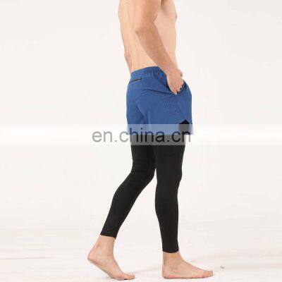 Quick-Drying Men's Leggings Casual Tights Body Two Pieces Running Fitness Sports Shorts photo-5