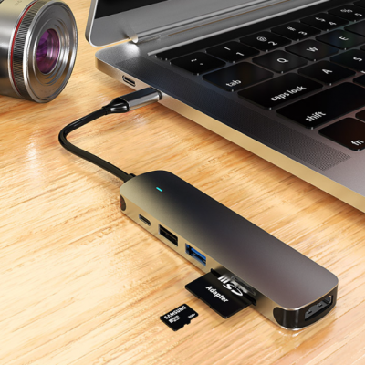 OEM Hot Sale 6-in-1 MultiPort Adapter Type-c Docking Station 4K HDMI, USB 2.0, USB 3.0, SD/TF, PD.. photo-5