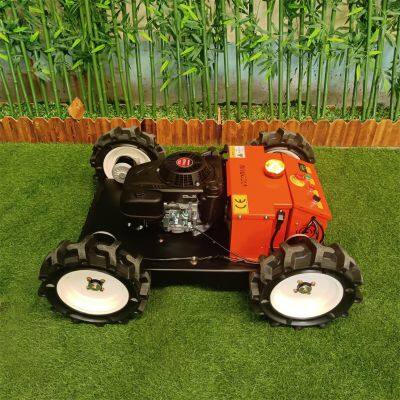 remote operated wheeled grass trimmer made by Vigorun Tech, Vigorun remote controlled caterpillar mowing machine for sale