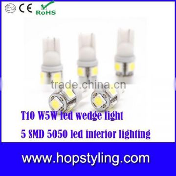 Wholesales price T10 W5W led wedge light 5 SMD 5050 led interior lighting, led interior light