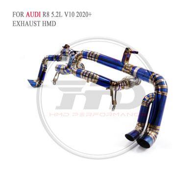 HMD Titanium Alloy Exhaust Catback for AUDI R8 V10/RS3 8Y Auto Replacement Modification Electronic Valve Baked blue WhatsApp+86 18946955156