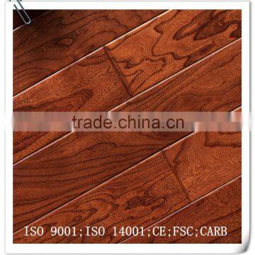 Embossed Surface Multilayer Engineered Elm Flooring Brownish Green