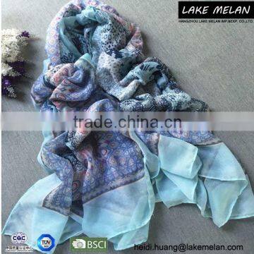 100% Polyester Lady's Woven Scarf With Cashew Flowers Print For SS 16 photo-2