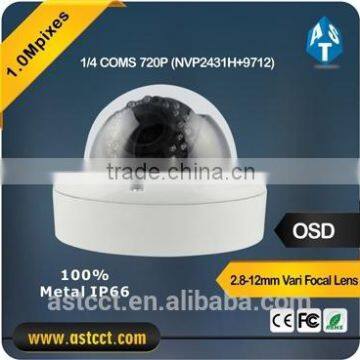 1.0MP 720P AHD Color IR CCTV Dome Camera with 2.8-12mm Vari Focal Lens Support HD AHD and 960H CVBS Output or IP66