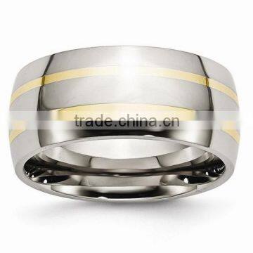 Titanium 14k Yellow Inlay 10mm Polished Band Wedding Rings