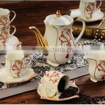 gold porcelain coffee set made In China