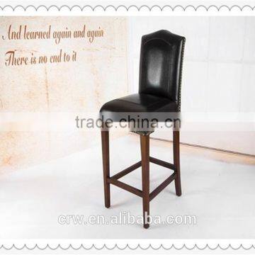 Wooden Frame Antique Leather Bar Chair