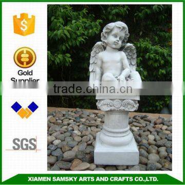 small angel sitting on pillar resin angel figurine