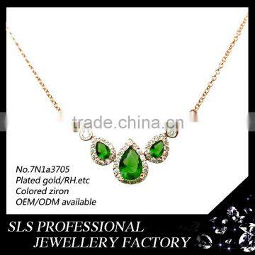 Valentine's Day Gift for wife fashion wedding necklace 925 silver jewelry wholesale emerald with gold chain necklace