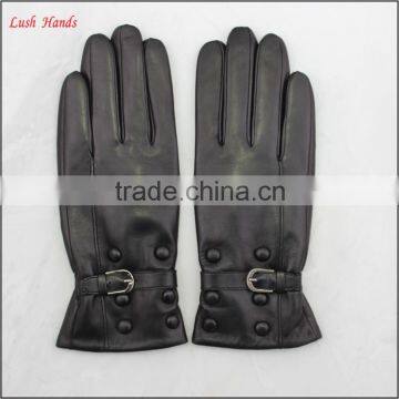 Ladies Winter Cheap Leather Hand Gloves Black Women photo-2