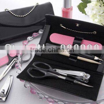 Wedding favor pedicure set black purse pedicure sets contains nail file, scissors, clippers, and cuticle instrument