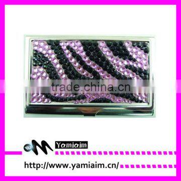 rhinestone id card holder zebra design