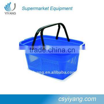 Supermarket plastic storage shopping basket with handle