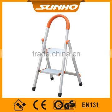 CE approved Aluminum Household 2 step folding handrail ladder