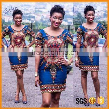 high quality wholesale price african pritning ladies tight dashiki dress