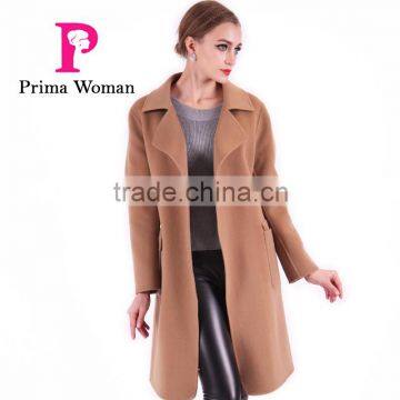 2016 New Design Fashion Women Length Slim Fit Wool Coat With Belt photo-3