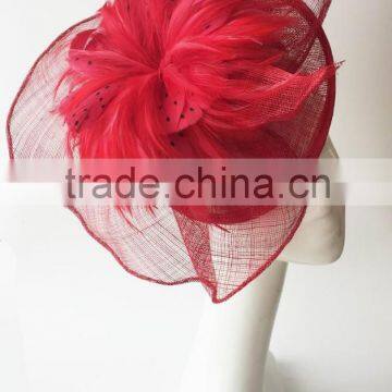 Factory wholesale Red Kentucky Church Wedding Party fascinator hats on a headband