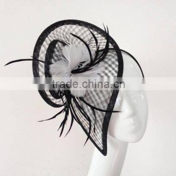 Black/white sinamay fascinator in hot sale