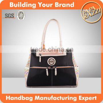 3511-Ethnic style new nylon tote bags 2015 ladies fashion design handbags With PU Handles