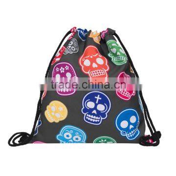 3D printing backpack drawstring bag skull collection printing Backpacks full print with travel bags