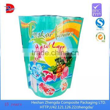 Self standing aluminum foil custom printed heat seal plastic food packaging bag