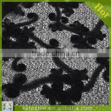superior quality netting bottom chiffon ribbon flower embroidery lace
