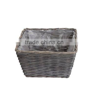 3pcs square garden flower basket with plasitc liner no handle