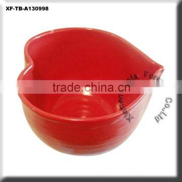 red ceramic heart bowl