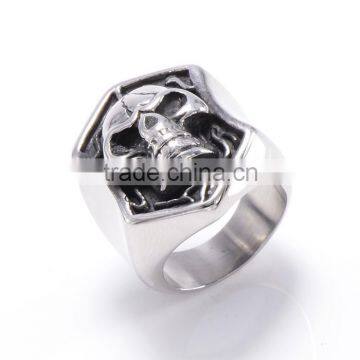 American punk jewelry statement vintage men's stainless steel skull ring                        
                                                                                Supplier's Choice