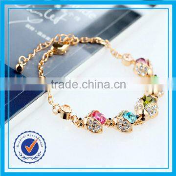 CZ crystal stone fancy women gold bracelet 18k