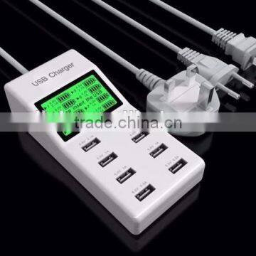 High Quality 8 Port USB Power Adapter Charger with LCD Display